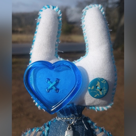 Handcrafted Blue Bunny Plush - Picture 5 of 5